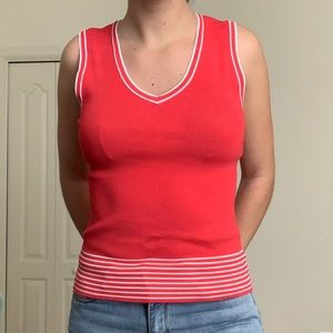George Stretch Striped V Neck Tank Top Small